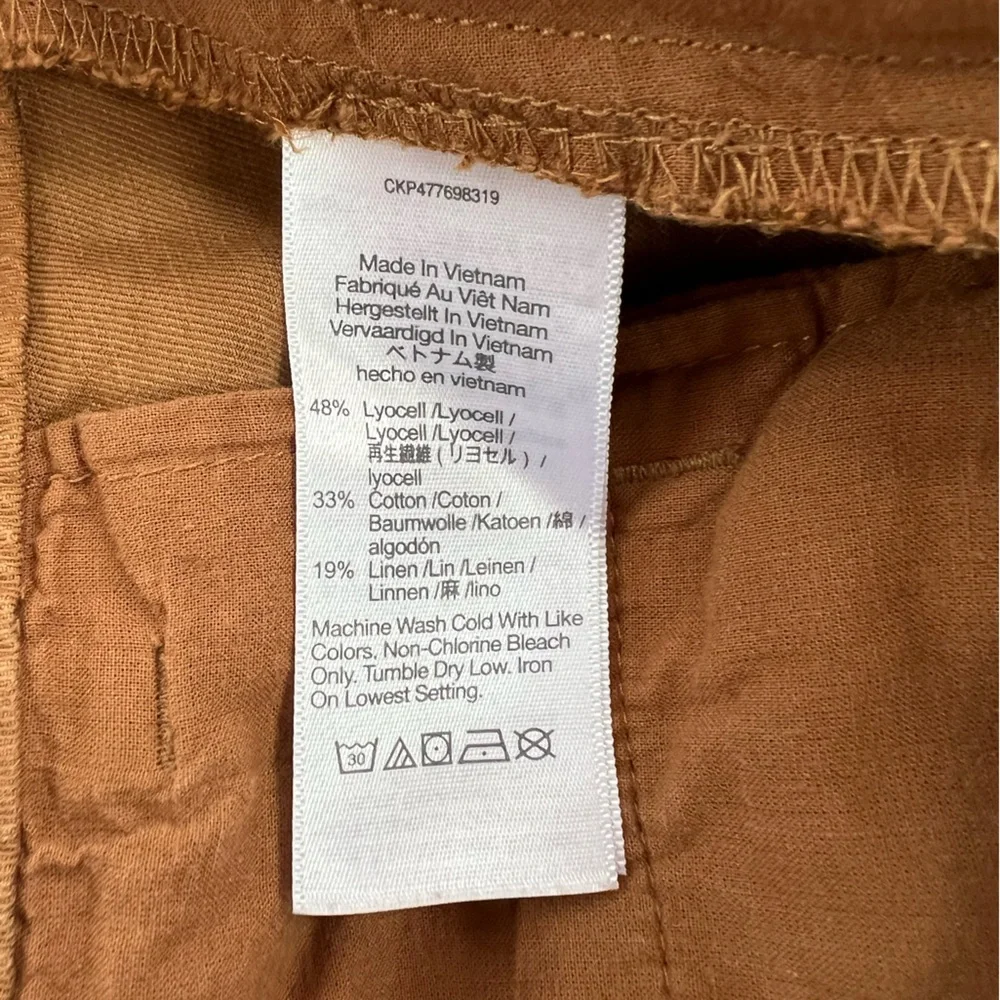 Madewell The Harlow Wide-Leg Linen Blend Pant in Acorn Brown, size 4 - Picture 11 of 13